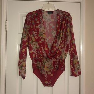Zara Red Floral Bodysuit